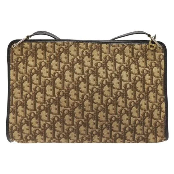 Authentic Christian Dior Trotter Canvas Shoulder Bag Brown - Picture 9 of 16